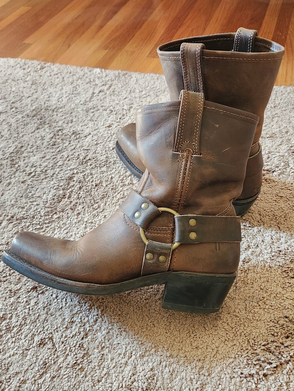 FRYE 8R Brown Leather Harness Boots Non-Slip USA Boho Western Rodeo Festival 7.5